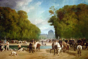 Französische Artillerie im Tuileriengarten während der Belagerung von Paris, Ende September 1870